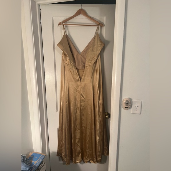 Galina Signature Charmeuse Deep V-Neck A-Line Bridesmaid Dress - Picture 4 of 6